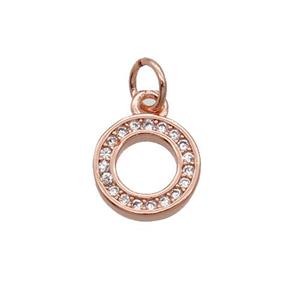 Copper Circle Pendant Pave Zircon Rose Gold, approx 9.5mm