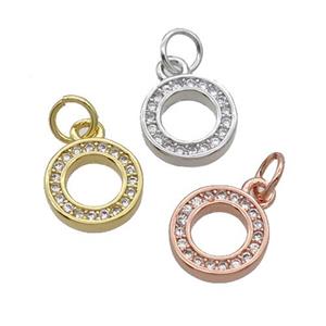 Copper Circle Pendant Pave Zircon Mixed, approx 9.5mm