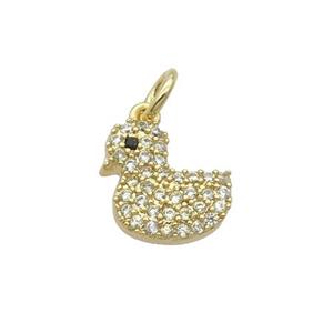 Copper Duck Pendant Pave Zircon Gold Plated, approx 9-10mm