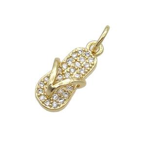 Copper Shoes Pendant Pave Zircon Gold Plated, approx 6-12mm