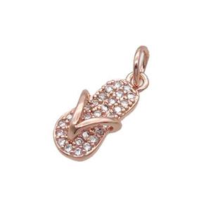 Copper Shoes Pendant Pave Zircon Rose Gold, approx 6-12mm