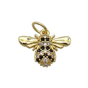 Copper Honeybee Pendant Pave Zircon Gold Plated, approx 9-14.5mm