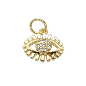 Copper Eye Pendant Pave Zircon Gold Plated, approx 8-11mm