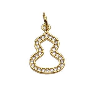 Copper Gourd Pendant Pave Zircon Gold Plated, approx 10-13mm