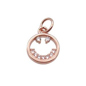 Copper Emojiface Pendant Pave Zircon Rose Gold, approx 9.5mm