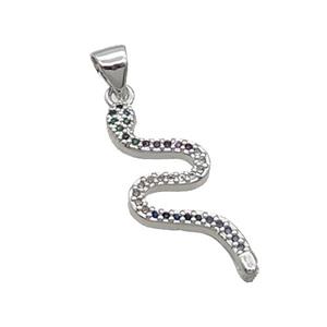 Copper Snake Pendant Pave Zircon Platinum Plated, approx 10-25mm