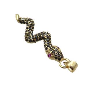 Copper Snake Pendant Pave Zircon Gold Plated, approx 10-30mm