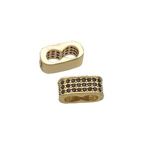 Copper Beads Pave Zircon 2hole Gold Plated, approx 5.5-11mm