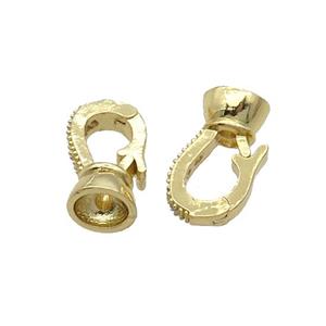 Copper Clasp Pave Zircon Gold Plated, approx 8-13mm