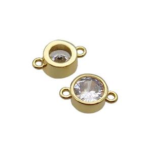 Copper Circle Connector Pave Zircon Gold Plated, approx 7mm