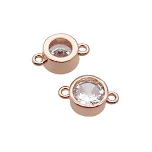 Copper Circle Connector Pave Zircon Rose Gold, approx 7mm
