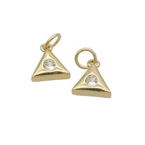 Copper Triangle Pendant Pave Zircon Gold Plated, approx 8.5mm