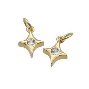 Copper Star Pendant Pave Zircon Gold Plated, approx 8.5mm