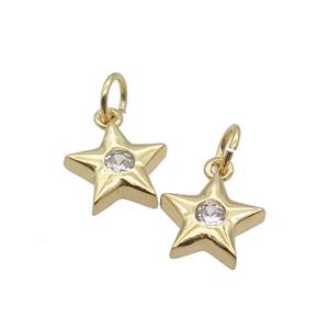 Copper Star Pendant Pave Zircon Gold Plated, approx 9mm