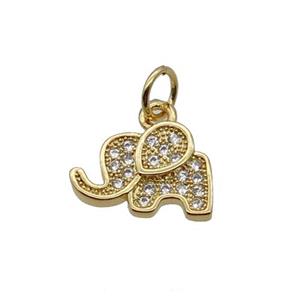 Copper Elephant Pendant Pave Zircon Gold Plated, approx 8.5-12mm