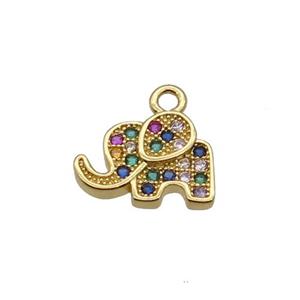 Copper Elephant Pendant Pave Zircon Gold Plated, approx 8.5-12mm