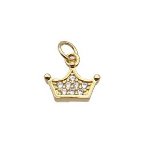 Copper Crown Pendant Pave Zircon Gold Plated, approx 7-11mm