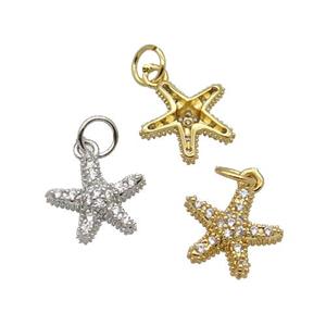 Copper Starfish Pendant Pave Zircon Mixed, approx 11.5mm