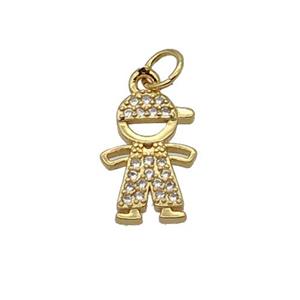 Copper Boy Pendant Pave Zircon Kids Gold Plated, approx 10-14mm