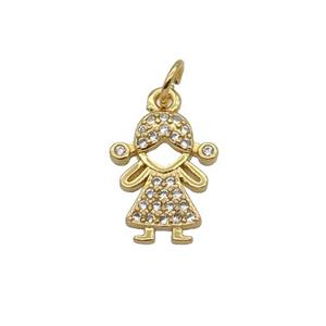 Copper Girl Pendant Pave Zircon Kids Gold Plated, approx 10-14mm