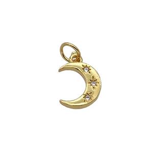 Copper Moon Pendant Pave Zircon Gold Plated, approx 9-10mm