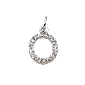 Copper Circle Pendant Pave Zircon Platinum Plated, approx 9-10mm