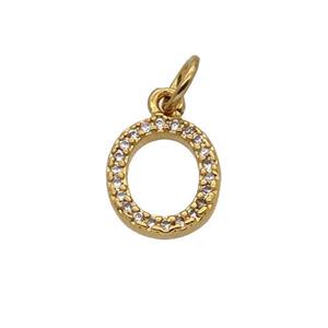 Copper Circle Pendant Pave Zircon Gold Plated, approx 9-10mm
