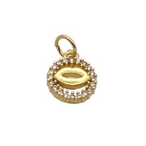 Copper Lips Pendant Pave Zircon Circle Gold Plated, approx 9mm dia