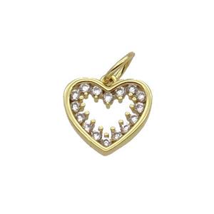 Copper Heart Pendant Pave Zircon Gold Plated, approx 11mm