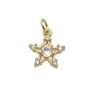 Copper Star Pendant Pave Zircon Gold Plated, approx 11mm