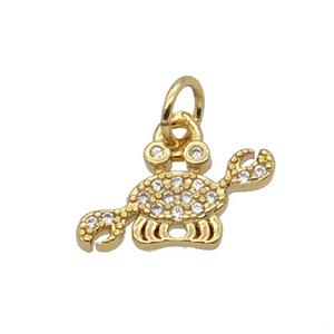 Copper Crab Pendant Pave Zircon Gold Plated, approx 7-14mm