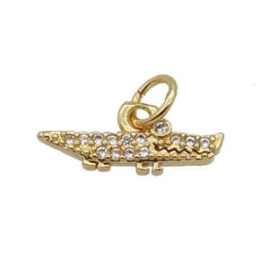 Copper Crocodile Pendant Pave Zircon Gold Plated, approx 4-15mm