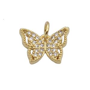 Copper Butterfly Pendant Pave Zircon Gold Plated, approx 9-12mm