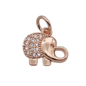Copper Elephant Pendant Pave Zircon Rose Gold, approx 9-11.5mm