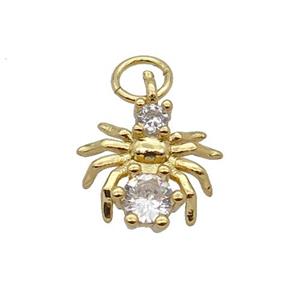 Copper Spider Pendant Pave Zircon Gold Plated, approx 11mm