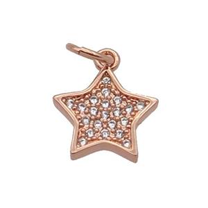 Copper Star Pendant Pave Zircon Rose Gold, approx 10mm
