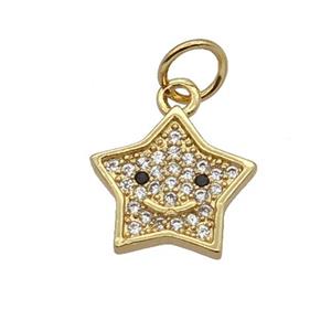 Copper Star Pendant Pave Zircon Gold Plated, approx 11mm