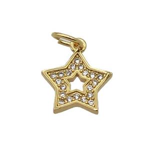 Copper Star Pendant Pave Zircon Gold Plated, approx 10.5mm