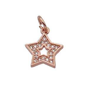 Copper Star Pendant Pave Zircon Rose Gold, approx 10.5mm