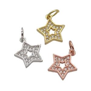 Copper Star Pendant Pave Zircon Mixed, approx 10.5mm