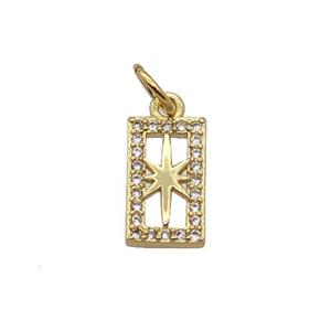 Copper Rectangle Pendant Pave Zircon Northstar Gold Plated, approx 6.5-11mm