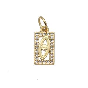 Copper Rectangle Pendant Pave Zircon Earth Gold Plated, approx 6.5-11mm