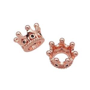 Copper Crown Beads Pave Zircon Rose Gold, approx 7-11mm