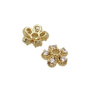 Copper BeadCaps Pave Zircon Gold Plated, approx 6mm