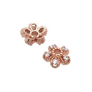 Copper BeadCaps Pave Zircon Rose Gold, approx 6mm