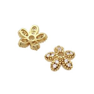Copper BeadCaps Pave Zircon Gold Plated, approx 8mm