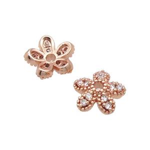 Copper BeadCaps Pave Zircon Rose Gold, approx 8mm