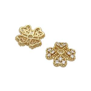 Copper BeadCaps Pave Zircon Gold Plated, approx 12mm