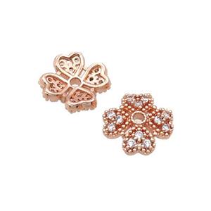 Copper BeadCaps Pave Zircon Rose Gold, approx 12mm