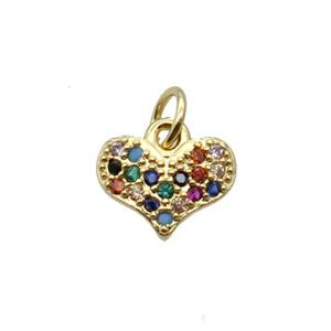 Copper Heart Pendant Pave Zircon Gold Plated, approx 7-10mm